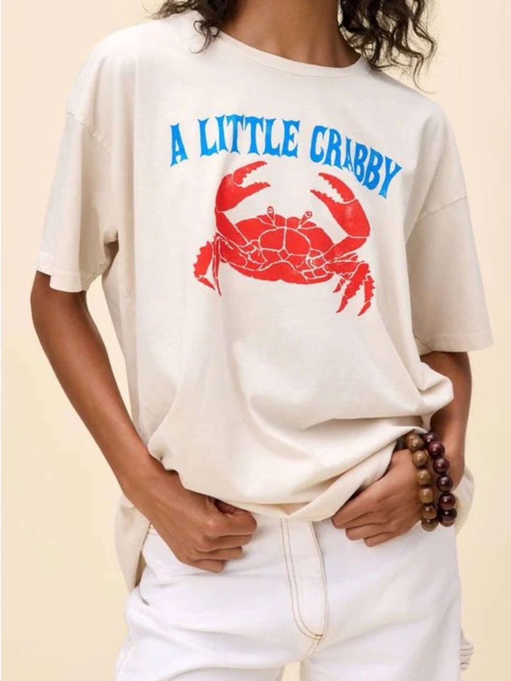 Daydreamer Cream "A Little Crabby" Graphic tee size XS